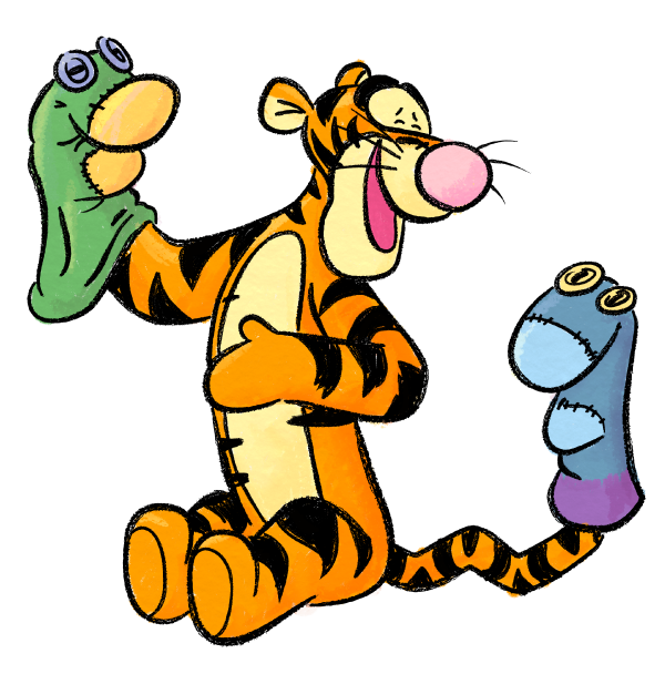 Tigger with Sock Puppets